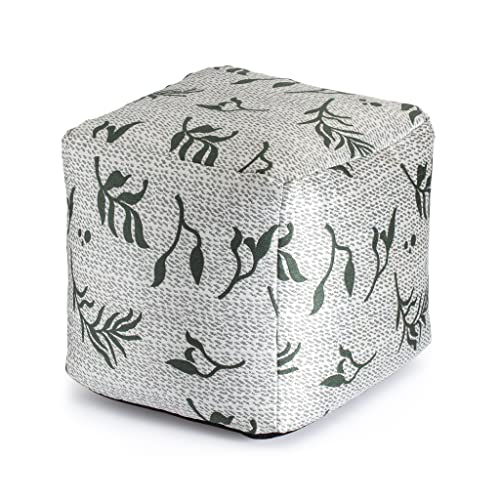 Anji Mountain Artisan Crafted Cotton Blend Pouf Ottoman | Versatile Floor Seating & Footstool for Living Room | Modern Boho Home Décor Accent | Filled Pouffe - color: Sage Ivy