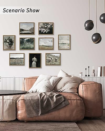 InSimSea Framed Canvas Wall Art Vintage Decor, Bathroom Art Classical Wildflower Painting, Country Landscape Decor for Living Room Bedroom, 8"x10" - color: Champ Fleuri, size: 10"L x 8"W