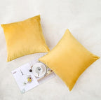 NiNi ALL Decorative Throw Pillow Covers Velvet 16x16 Inch Pack of 2 Yellow Cushion Covers Soft for Couch Sofa Bedroom Living Room Outdoor
