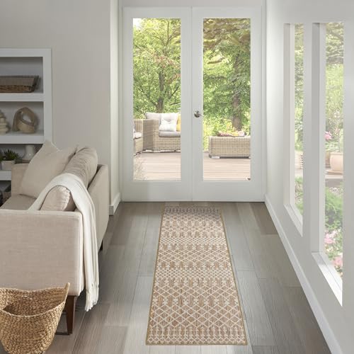 Nourison Home Positano Jute 2'2" x 10' Area Rug - Easy Clean, Non Shedding, Bed Room, Living Room, Dining Room, Kitchen (10' Runner) - color: Jute, size: 2'2" x 10' (Runner)