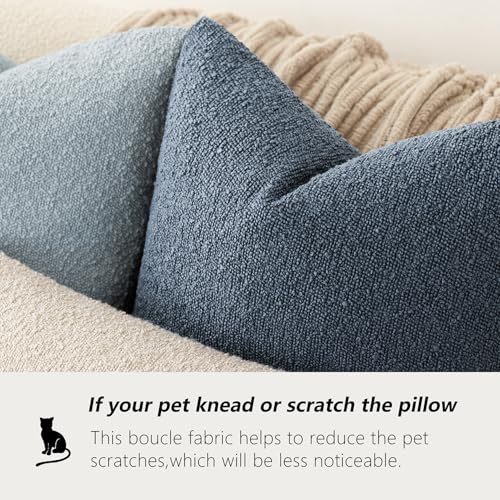 Foindtower Set of 2, Decorative Textured Boucle Throw Pillow Covers Accent Solid Pillow Cases Neutral Couch Cushion Case for Chair Sofa Bedroom Living Room Home Decor 16x16 Inch Dark Blue - color: Blue Ashes, size: 16" x 16" (Pack of 2)