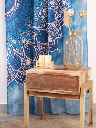 Popular Handicrafts Blue Hippie Mandala Ombre Curtains 83 Inch Length for Living Room Bedroom 2 Panels Set Light Filtering Semi Sheer Window Curtains 76 Inch Width Boho Farmhouse Drapes W76xL83 - color: Blue, size: 38"W x 83"L (Pack of 2)