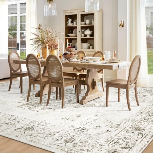 8x10 Area Rugs for Living Room: Washable Vintage Large Retro Rug Soft Non-Slip Indoor Low Pile Carpet for Bedroom Dining Room Office (Taupe, 8' x 10') - color: Taupe, size: 8' x 10' (Rectangular)