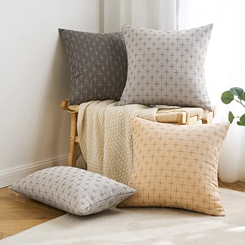 MIULEE Pack of 2 Decorative Burlap Linen Throw Pillow Covers Modern Farmhouse Vintage Pillowcase Rustic Woven Textured Cushion Cover for Sofa Couch Bed 18x18 Inch Dark Grey - color: Dark Grey, size: 18" x 18" (Pack of 2)