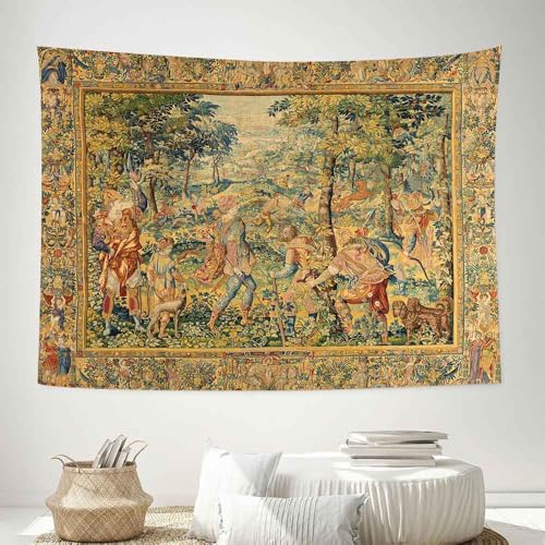 LATETOMT Renaissance Boho Tapestry Canvas Wall Art Tapestries Medieval Wall Tapestry for Bedroom Living Room Dorm Decor Tablecloth LTMTAYW475 - color: Brown-4, size: Customize