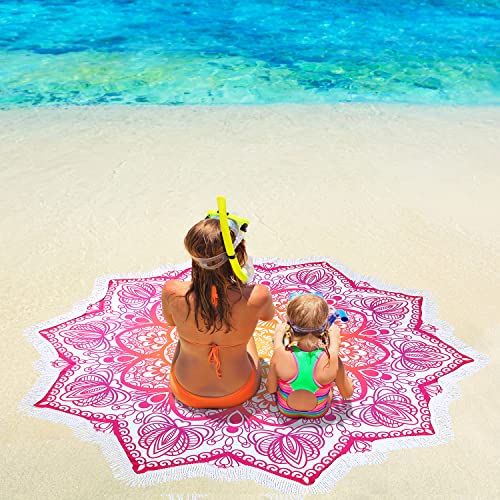 Large Microfiber Boho Mandala Beach Towel Round Bohemian Beach Blanket Hippie Indian Throw Blanket Beach Tapestry Sand Free Quick Dry Yoga Picnic Mat Wall Decor Circle Tablecloth Tassels,59'',Purple - color: Purple Mandala