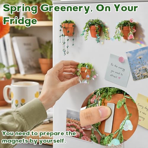 GUJYUYIF Green Glass Beads Kit with Rattan Basket,Beaded Plant Kit Plant Beaded Crystal Glass Leaf Flower Glass Bead for Succulent Plant Making and DIY Crafts - color: Terracotta Pot