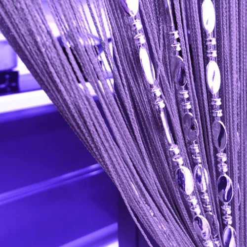 ave split 100cmX200cm Decorative Door String Curtain Beads Wall Panel Fringe Window Room Divider Blind for Wedding Coffee House Restaurant Parts Door Divider Beads Tassel Screen Decoration (purple25) - color: Purple
