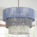 Boho Rattan Lamp Shade in Pastel Blue Gray & White, 3-Tier Drum Style Replacement Shade for Pendant, Chandelier, Floor Lamp, Rustic Hand-Woven Cover for Living Room, Kitchen, Bedroom, Office - size: style C