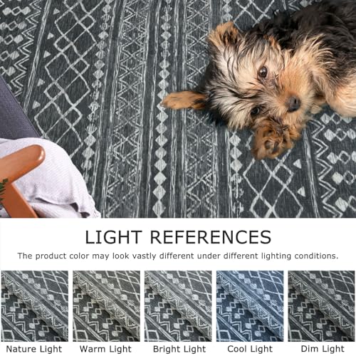 KUTA Washable Non-Slip Rugs for Entryway 2x3, Dark Grey Beige Moroccan Boho Small Area Rug,Soft Vintage Geometric Low-Pile Indoor Door Mat Floor Carpet for Indoor, Entrance, Kitchen, Bathroom - color: Dark Grey Beige, size: 2' x 3' (Rectangular)