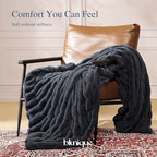 Ultra Soft Cozy Faux Fur Throw Blanket, Fuzzy Plush Thick Bubble Blanket, Oversize Luxury Fluffy Blanket for Couch, Sofa, Bedroom, and Living Room,50x60 Inches,Double Sided Charcoal Gray - color: Double Sided-charcoal Gray, size: Throw