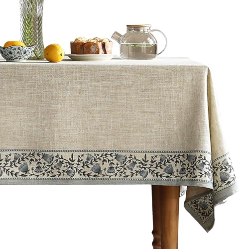 ISAENNE Designer Vintage Linen Elegant Rectangular Tablecloth,Chinoiserie Floral Indoor Table Cloth,Wrinkle Resistant Decor Table Cover for Dining Thanksgiving Kitchen,55"*79"-Segerman B - color: Segerman B, size: 79" x 55" (Rectangular)