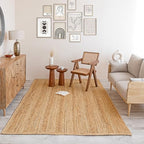 HOMEMONDE Natural Jute Area Rug 5'x8' - Rustic Braided Reversible Area Rug - Farmhouse Boho Indoor Floor Rugs - Eco Friendly for Living Room, Bedroom, Kitchen, Hallway - size: 5' x 8' (Rectangular)