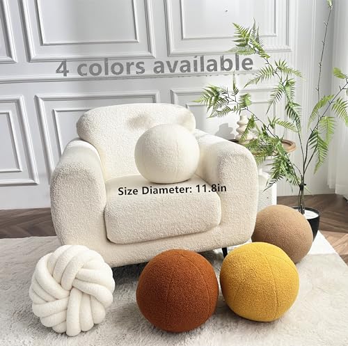 Ball Pillow 11.8 Inches Round Throw Pillow Yellow Simple Modern Ball Shaped Throw Pillow，Nordic Style Cushion Decorative Pillow for Couch,Sofa,Bedroom - color: Khaki Ball