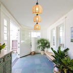 Woven Pendant Light Boho Chandelier, Rattan Pendant Lights Kitchen Island, Farmhouse Pendant Lighting with Hand Woven Wicker Shade, Boho Chandelier Light Fixtures Ceiling Hanging Light - color: 7.87" Rattan 2 Pack