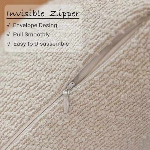GEEORY Decorative Throw Pillow Covers 16x16 Inch Pack of 2,Textured Boucle Neutral Cushion Cases for Bed Couch Sofa, Accent Mordern Farmhouse & Minimalist Home Decor (Cream) GE02-16 - color: Cream, size: 16" x 16" (Pack of 2)