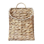 Woven Hanging Wall Basket,Natural Handmade Water Hyacinth Flat Back Basket for Farmhouse Home, Door, Entryway, Mail, Flower, Plant Decor