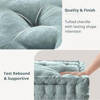 Intelligent Design Floor Pillow - Shredded Foam Filled Meditation & Yoga Cushion, Chenille Tufted, Handsewn Scalloped Edge, Oeko-TEX Certified, Azza, 20" x 20" x 5" Aqua - color: Aqua