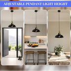 1-Pack Pendant Light Fixtures, Industrial Hanging Light with Metal Shade, Farmhouse Pendant Lighting for Kitchen Island, Hallway, Dining Room, Black & Gold - color: Metal Shade 1-Light (Black and Gold)