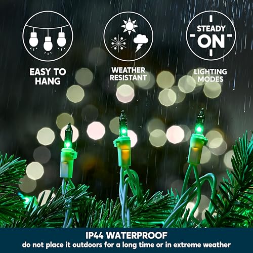 Joiedomi Christmas String Lights Indoor,100 Count Mini Green Light,21.4 FT Lighting Decor for Patio Dorm Classroom Bedroom Holiday Wedding Party Garland Birthday Festival,White Wire - color: Green, size: 100ct