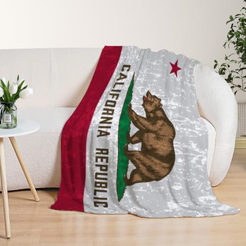 YeeJu Patriotic Throw Blanket 4th of July Memorial Day Fourth of July Throw Blanket for Couch Bed Soft Fuzzy Fleece Blankets Independence Day California Republic Flag Veteran Blanket 50x60 - color: Flag-16, size: 50"x60"