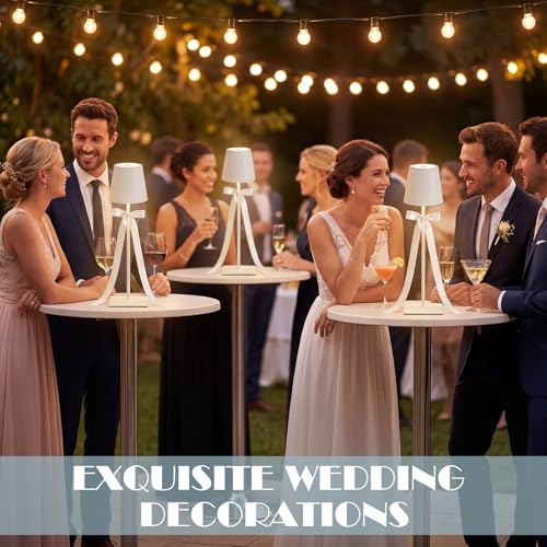 4 Pack Wedding Cordless Table Lamp for Outdoor Party Table Night Light LED Rechargeable Reading Lights 3 Color Portable Touch Control Party Decor with Bows for Wedding Patio - style: Classic