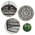 Arturesthome 17.6" Black Kitchen Island Pendant Light,Rattan Woven Pendant Light Shades Handmade Hanging Light Ceiling Light for Living Room,Entryway, Foyer - color: Black, size: 17.68in*15.7in