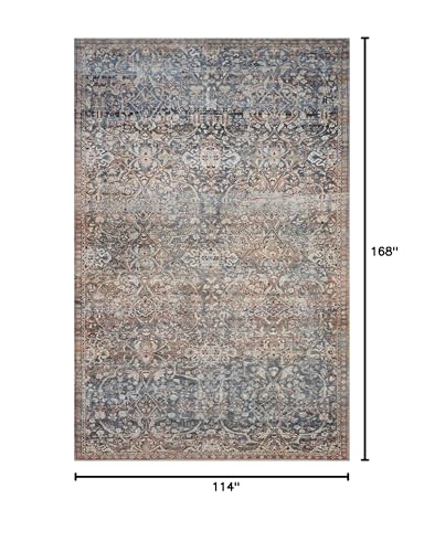 Loloi Chris Loves Julia Jules Collection JUL-06 Denim/Spice 9'-6" x 14', .13" Pile Height, Area Rug - color: Denim / Spice, size: 9' x 14' (Rectangular)