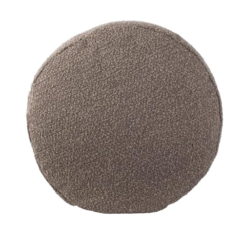 Howard Elliott Collection Barbet Round Foot Pouf Ottoman with Removable Zipper Cover, Woven Polyester Fabric Filled with Fiber and EPS Beads for Footrest or Extra Seating, 22x22x15 Inch, Chocolate - color: Brown
