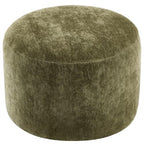 Upholstered Round Ottoman Set of 2, Green Pouf Ottoman, Modern Footstool with Soft Padded Seat & Solid Wood Frame, Multifunctional Vanity Stool Accent Seat for Living Room and Bedroom, Chenille - color: Green Chenille, size: Set of 2