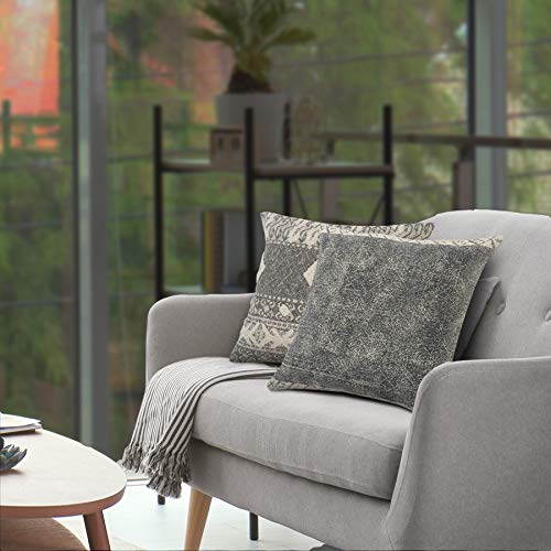 LR Home 20" x 20" Inches Graphic Print Cotton Throw Pillow Covers for Home Decor | Rustic Boho Cushion Covers for Throw Pillows | Perfect for Living Room Couch & Bedroom Decorations | Natural/Black - color: Natural/Black, size: 20" x 20" (Pack of 1)