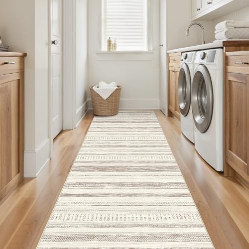 Tortania Area Rug 2x6 Runner Rugs - Washable Soft Neutral Boho Moroccan Farmhouse Rug Indoor Floor Carpet for Living Room Bedroom Kitchen Entryway Under Dining Table Home Office Decor - Beige - color: Beige, size: 2' x 6' (Runner)