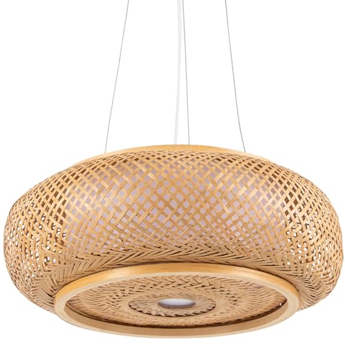 Bamboo Pendant Light 3 Light Handmade Woven Hanging Ceiling Light Wicker Rattan Hanging Lights Fixture for Bedroom, Kitchen Island