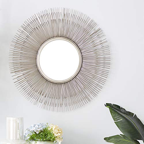 Deco 79 Metal Room Wall Mirror Starburst Entryway Mirror, Wall Mounted Mirror 29" x 4" x 29", Silver - color: Silver, size: 28.5"L x 28.5"W