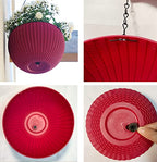 Hanging Basket Plastic Flower Pot Round Resin Garden Hanging Planter for Indoor Outdoor Plants 2 Pack Mulberry - color: 8 Inch Fushia