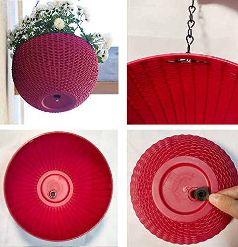 Hanging Basket Plastic Flower Pot Round Resin Garden Hanging Planter for Indoor Outdoor Plants 2 Pack Mulberry - color: 8 Inch Fushia