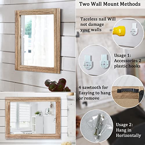 AAZZKANG Rustic Mirror for Wall with Rectangle Wood Framed Decorative Hanging Mirrorrs Large 20"x16"for Bedroom Bathroom Living Room Dressing Room - color: Natural, size: 20"L x 16"W