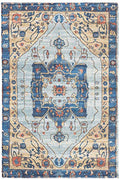 SAFAVIEH Saffron Collection Accent Rug - 3' x 5', Turquoise & Navy, Handmade Boho Chic Distressed Cotton, Ideal for High Traffic Areas in Entryway, Living Room, Bedroom (SFN540K) - size: 3' x 5' (Rectangular)