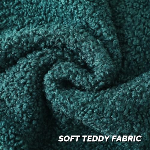 FUTEI Dark Green Throw Pillow Covers 22x22 Inch Set of 2,Furry Faux Fur Teddy Boucle Textured Cushion Covers,Soft Fluffy Decorative Pillow Case,Home Decor for Couch Bed Living Room Office Car - color: Dark Green, size: 22" x 22" (Pack of 2)
