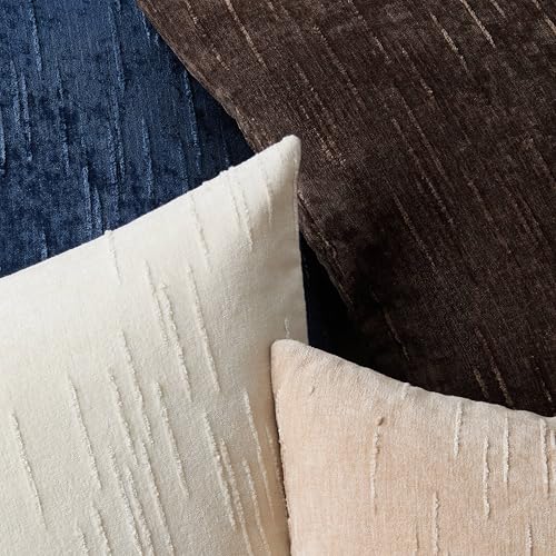 Set of 2 Summer Decorative Throw Pillow Cover 18x18, Solid Farmhouse Neutral Cushion Covers with Hidden Zipper, Soft Textured Throw Pillows for Bedroom Living Room Couch, Blue - color: Blue, size: 18" x 18" (Pack of 2)