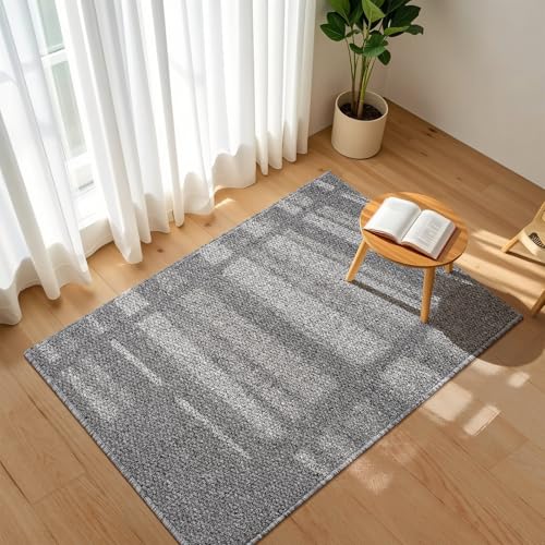 Softlife Rugs for Entryway 2x3 ft Faux Jute Rug Dirt Trapper Small Bathroom Rug Washable Door Rugs Kitchen Mat Modern Farmhouse Carpet for Front Porch Bathroom Kitchen Bedroom, Grey - color: Grey, size: 2' x 3' (24"x36")