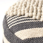 Foamma Pouf Ottoman Dark Blue, 16"x16"x16" - Cylindrical Ottoman Foot Rest for Living Room and Bedroom, Pouf Footstool, Foot Rest for Couch, Boho Furniture for Home - color: White + Dark Blue