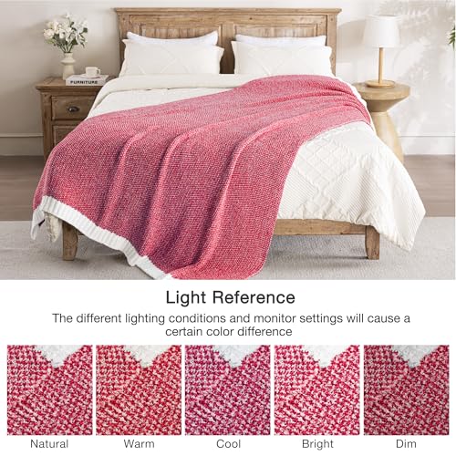 Exclusivo Mezcla Twin Size Knit Blanket for Bed, Ultra Soft and Warm Reversible Woven Blankets, Cozy Snuggly Throw for Couch Bed and Home Decor, Heather Red, 60"x80" - color: Heather Red, size: Twin (60"x80")