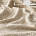 WDCOZY Muslin Blanket 100% Cotton Blankets Twin Size 4-Layer Breathable Lightweight Soft for Couch Bed Boho Farmhouse Linen Tassels Ruffle Gauze Blankets All Season 60x80 Inches Beige Tan Neutral - color: Beige, size: Twin (60"x80")