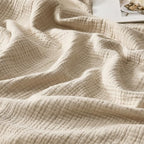WDCOZY Muslin Blanket 100% Cotton Blankets Twin Size 4-Layer Breathable Lightweight Soft for Couch Bed Boho Farmhouse Linen Tassels Ruffle Gauze Blankets All Season 60x80 Inches Beige Tan Neutral - color: Beige, size: Twin (60"x80")