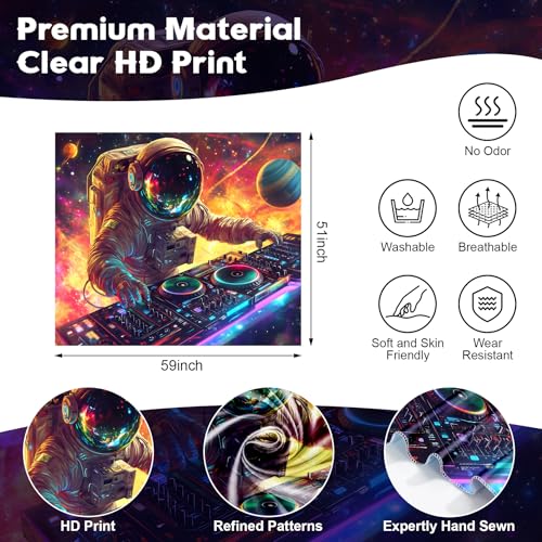 NYZE Blacklight Tapestry Music Wall Tapestry Space Art Colourful Design Tapestries for Hip Hop College Dorm Room Bedroom Wall Decor 59in×51in - color: Astronaut G, size: 59"L x 51"W
