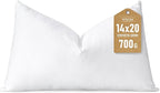 Artscope Synthetic Down Lumbar Pillow Insert, 14x20 Down Alternative Throw Pillow Insert. Ultra Soft Fluffy Sleeping Pillow with 100% Cotton Cover, Decorative Pillows-White.