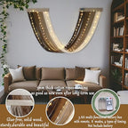 Macrame Fairy Lights Battery Operated with Remote | Large Macrame with 20ft 100 LED String Lights,Brown Gradient Warm White Light for Living Room,Bedroom,Christmas,Holiday Deco - color: Brown-Warm White