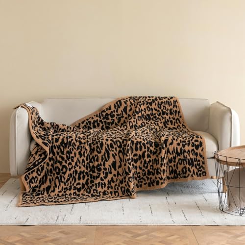 MH MYLUNE HOME Ultra Soft Leopard Throw Blanket (50x60 inches) Microfiber Blankets Plush Warm Reversible Cheetah Blanket Leopard Pattern Throw for Couch Bed Sofa - Brown, 50"x60" - color: Leopard Brown, size: 50"x60" - 550 GSM