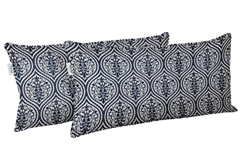 Indoor/Outdoor Polyester Fabric Lumbar Pillow Cover, All-Weather Waterproof Rectangular Cushion Case for Patio Furniture, 12 x 18 Set of 2 - Ogee-15 - color: Royal Blue2, size: 18" x 12" (Pack of 2)